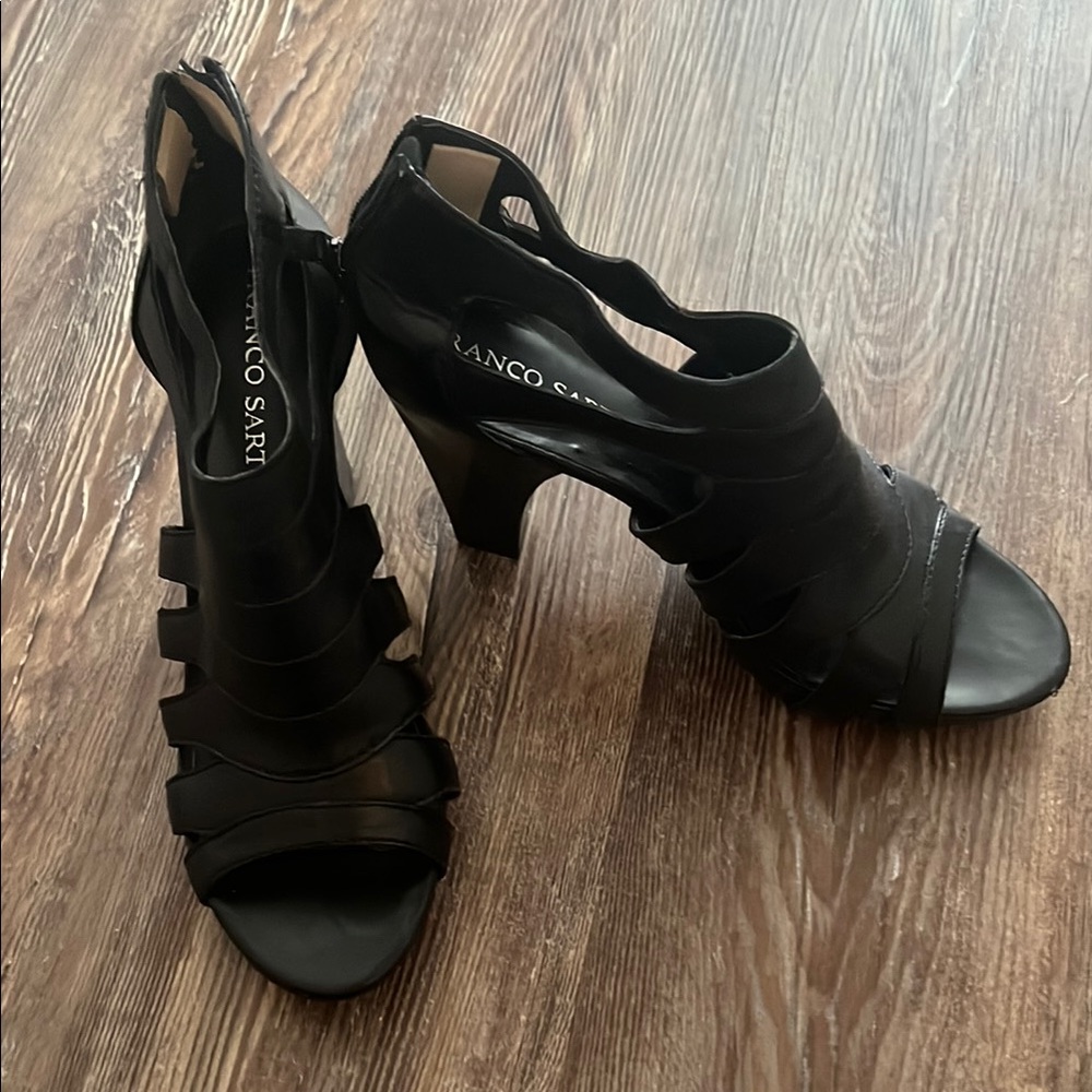 Franco Sarto Black Strappy Heels